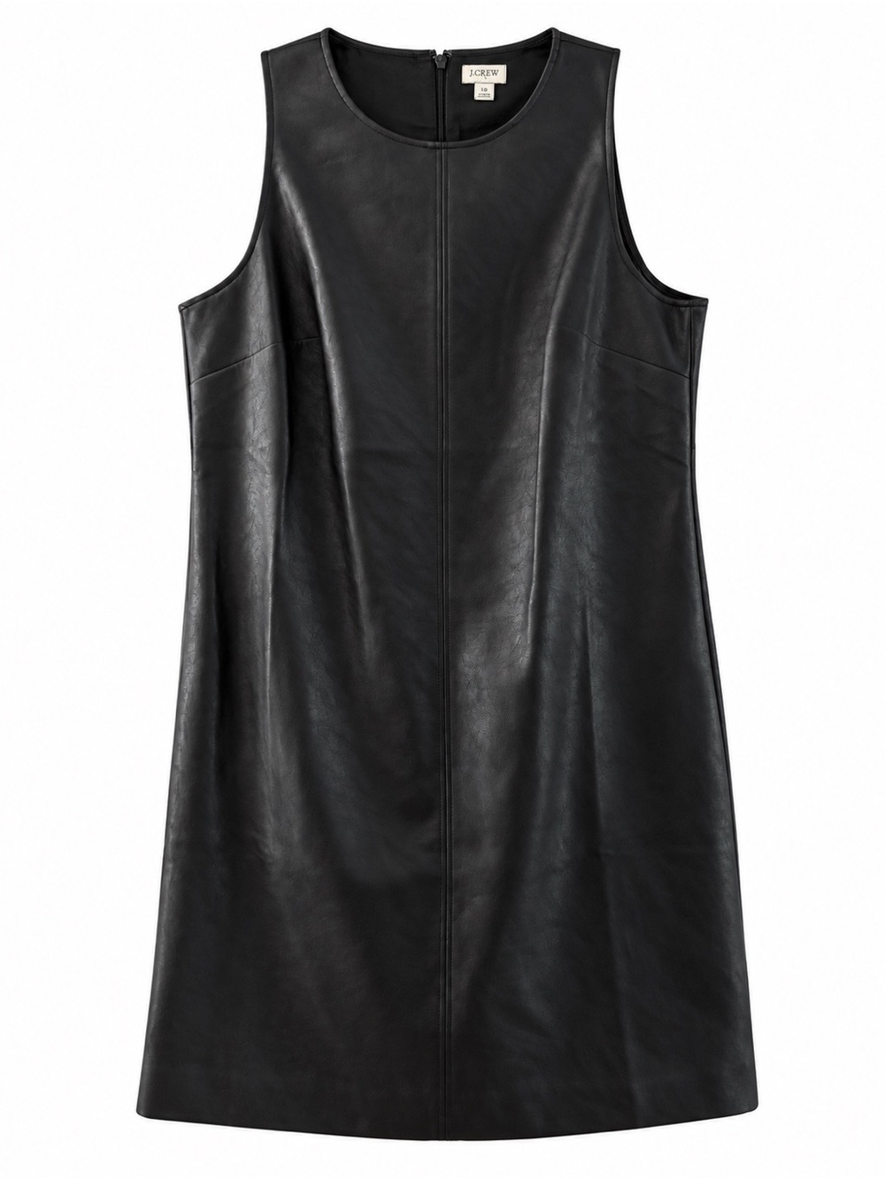 J.Crew Black Faux Leather Sleeveless Shift Dress Size 10